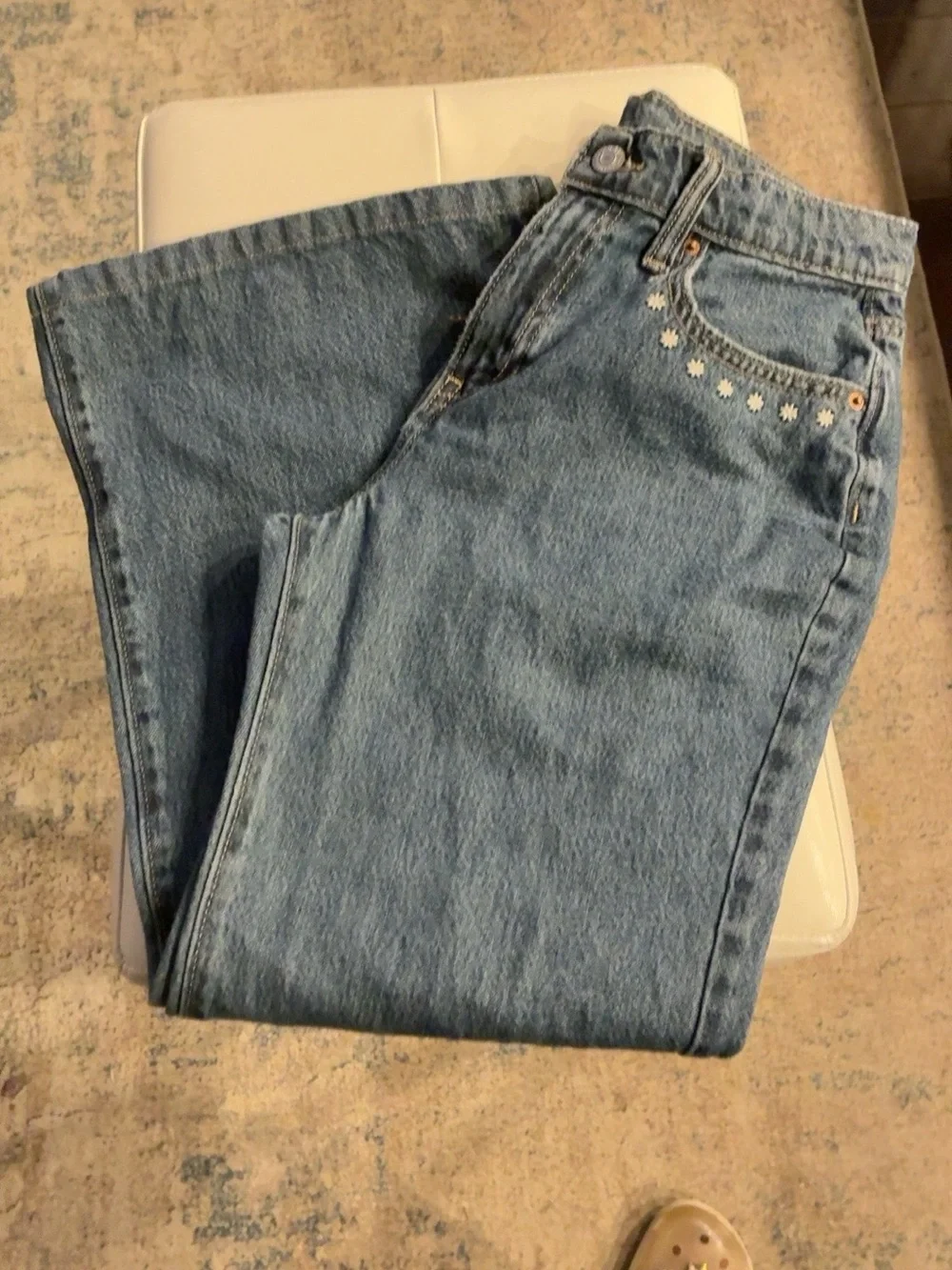 Old Navy Girls Size 16 Baggy- Flare Embroidered Jeans